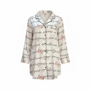 Victoria’s Secret Soft Sleep Shirt Script Floral Pajama Top L